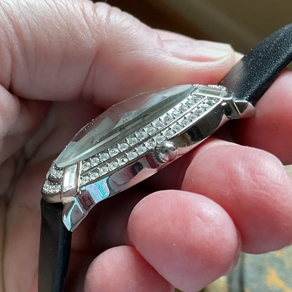 BADGLAY MISCHKA RHINESTONE DESIGN STAINLESS STILL WATCH